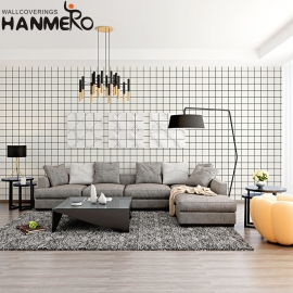 【Hanmero】簡約方格紋PVC壓紋壁紙臥室客廳電視背景墻滿鋪墻紙