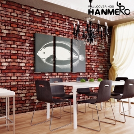 【Hanmero】PVC抑制發泡磚紋壁紙中式古典臥室客廳背景滿鋪墻紙