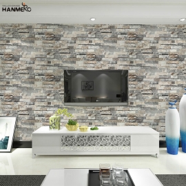 【Hanmero】中式現代磚紋墻紙臥室PVC墻紙客廳背景墻壁紙