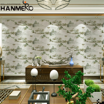 【Hanmero】山水畫壁紙客廳書房茶樓背景餐廳飯店中國風水墨墻紙