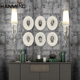 【Hanmero】復古鉚釘素色灰色墻紙工業風背景客廳餐廳壁紙